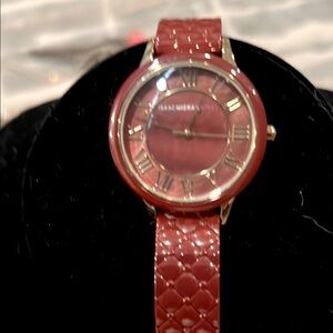 Isaac Mizrahi Red Watch with Textured Strap